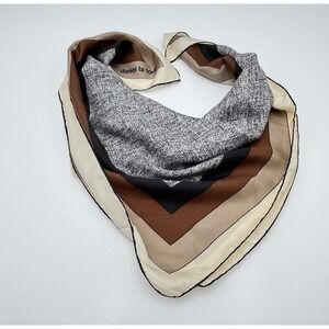 Daniel La Foret 100% Silk Scarf 27" Brown Black Geometric Quiet Luxury Vintage